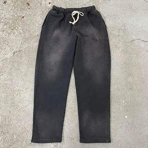 กางเกงผู้ชายวินเทจผ้าคอตตอนฟอกสีง่ายเอวยางยืดสำหรับ100% พิมพ์ลายพัฟออกแบบได้ตามต้องการ - Product Image 5