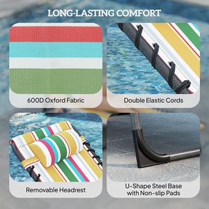 Sedia a Sdraio Pieghevole Multicolore per Esterni con Schienale Regolabile a 5 Livelli, Tavolino Laterale e Tasca Porta Cuscino - Product Image 5