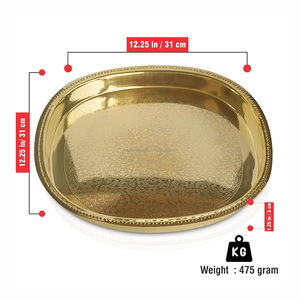 Plateaux de service en cuivre uniques collations servant taille et conception personnalisées forme ronde en gros pour produit Offre Spéciale - Product Image 2