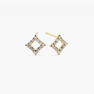 Pendientes de Oro Sólido de 14 Quilates con Certificado IGI, Diamantes Sintéticos de Laboratorio de Corte Brillante, Chapados en Rodio, con Halo Cuadrado Abierto - Product Image 1