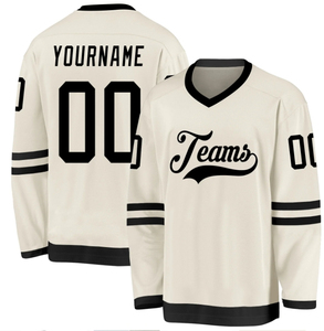 Maillot de hockey sur glace personnalisé unisexe col en V noir rouge blanc avec impression du drapeau sur le devant pour équipes, sublimé, respirant, demi-manches, adulte - Product Image 3