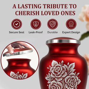 Urne funéraire en forme de rose rouge pour cendres, pour femmes et hommes, urnes artisanales en forme de rose pour cendres humaines, urnes funéraires pour adultes, femmes et hommes - Product Image 3