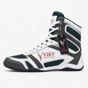 Calzado Deportivo VIKY INDUSTRIES, Zapatos de Boxeo con Cordones, Malla Transpirable, Blanco y Gris, Antideslizantes, de Cuero - Product Image 4
