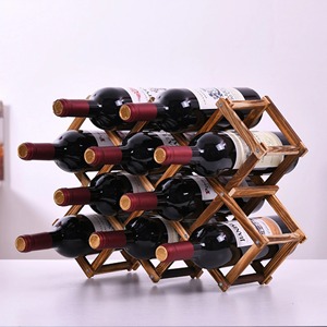 Estante para Vino de Madera Maciza Clásico para 10 Botellas, Diseño Plegable para Mesa, Soporte para Vino de Madera Estilo Acordeón Rústico - Product Image 2