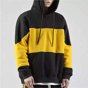 เสื้อฮู้ดดี้โอเวอร์ไซส์สีเหลืองดำสองสี ทรงทันสมัย สไตล์สตรีท  ผ้าคอตตอนผสมโพลีเอสเตอร์ กำลังเป็นที่นิยม - Product Image 2