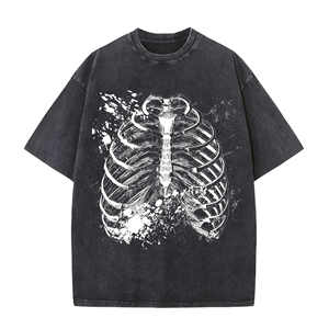 เสื้อยืดโอเวอร์ไซส์ผู้ชาย ผ้าฝ้ายฟอกทรงหลวม สไตล์วินเทจ เรียบง่าย สตรีทแวร์ - Product Image 3