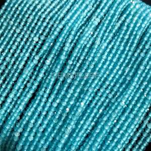Cuentas redondas microfacetadas de calcedonia azul natural de 2 mm, cuentas de calcedonia azul para la fabricación de joyería, venta al por mayor, corte de diamante facetado - Product Image 1