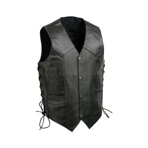 เสื้อแจ็คเก็ตหนังแบบไม่มีแขน ดีไซน์สั่งทำได้ บริการ OEM เสื้อกั๊กหนัง - Product Image 4