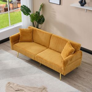 Divano Letto Doppio in Velluto a Coste da 79 Pollici con Braccioli Pieghevoli per Soggiorni e Piccoli Spazi, Design Pieghevole - Product Image 3