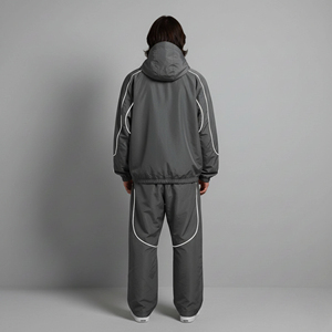 Ensemble 2 pièces streetwear homme coupe-vent hiver 100% nylon avec logo personnalisé imprimé, design léger à passepoil, haute qualité - Product Image 6