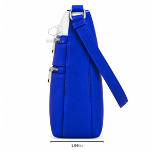 Zeta Phi Beta Sorority Blue PU Leather Crossbody Messenger Bag Dual Zipper Pockets <b>Adjustable</b> Shoulder Strap Greek Letter Emblem - Product Image 3