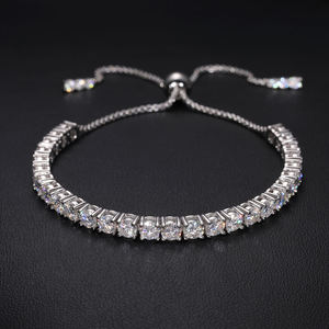 Luxury Women's 925 Silver Rhodium Plated Tennis <b>Bracelets</b> Round Brilliant Cut Diamond Channel Setting Everyday Wear - Product Image 2