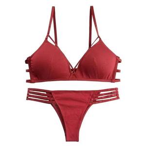 Conjunto de Ropa Interior Femenina Sexy de Dos Piezas, Brasier Deportivo y Panties de Algodón para Mujer - Product Image 1