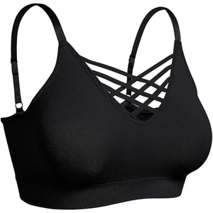Soutien-gorge de sport noir pour femme, avec bretelles croisées, haut court, pour fitness et entraînement, vêtements de sport, personnalisation de marque, fournisseur OEM en gros - Product Image 5