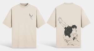 เสื้อยืดผู้ชายแฟชั่นสไตล์สตรีทสุดฮิต ลายพิมพ์วินเทจย้อนยุค ทรงโอเวอร์ไซส์ ผ้าคอตตอนฟอกสี ทรงหลวมไหล่ตก - Product Image 6