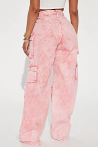 Jeans estilo cargo para mujer, con múltiples bolsillos, pierna ancha, corte holgado, pantalones de mezclilla a la moda, estilo urbano, casuales, para mujer. - Product Image 5