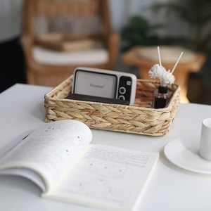 Wholesale Water Hyacinth Serving Tray <b>Rectangular</b> Woven <b>Basket</b> Multipurpose <b>Storage</b> Tray for Kitchen Coffee Table Home Decor OEM - Product Image 2