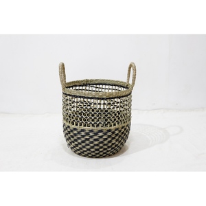 Handcrafted Woven <b>Seagrass</b> <b>Laundry</b> <b>Basket</b> For Clothes With Sturdy Handles - Product Image 2