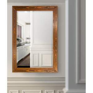 Miroir mural élégant en bois avec cadre sculpté, ton brun riche, parfait pour la décoration de salle à manger ou de hall d'entrée - Product Image 3