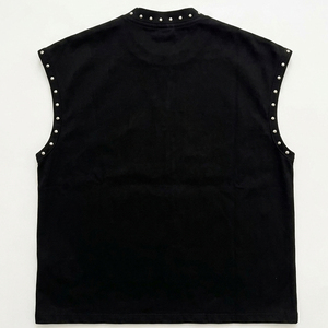 Custom Summer ODM Oversized <b>Rhinestone</b> Tank <b>Top</b> 100% Cotton Soft Breathable Graphic Print Sleeveless Front Logo Unisex Tee - Product Image 2