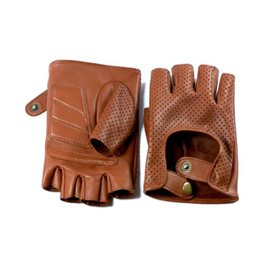 Guantes Deportivos de Piel de Oveja Transpirables Antideslizantes con Pantalla Táctil para Hombre, de Alta Calidad, para las Cuatro Estaciones, de Medio Dedo, para Conducir, Color Negro Camel - Product Image 4