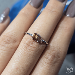 Pear and Emerald Cut Orange Lab Grown Diamond Toi et Moi <b>Ring</b> <b>Two</b> <b>Stone</b> Engagement <b>Ring</b> Sterling Silver 925 Ready to Ship - Product Image 5