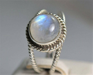 Moonstone <b>Ring</b> Natural Rainbow Moonstone 925 Silver Gemstone <b>Ring</b> Healing <b>Crystal</b> Jewelry - Product Image 3