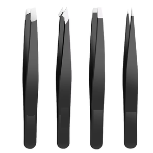 Ensemble de 4 pinces à épiler professionnelles en acier inoxydable, étui personnalisé avec logo, pinces à épiler durables, écologiques, légères et pointues - Product Image 5