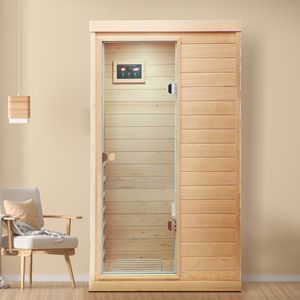 Sauna Interna Monoposto in Legno di Hemlock con Porta a Infrarossi Lontani sul Lato Sinistro - Product Image 6
