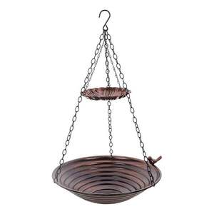 Mangeoire à oiseaux suspendue en métal, figurines d'oiseaux, mangeoire à oiseaux suspendue en métal avec suspension par corde et figurines d'oiseaux, décoration de jardin extérieur - Product Image 1