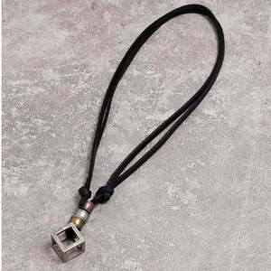 Vintage Alloy Cubical Pendant with Adjustable Black Leather Cord Necklace for Men - Product Image 4