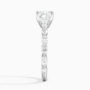 Anillo BOJ 012 con Corte Cojín, Plata 925, Aguamarina, Tres Cuartos de Cobertura, Anillo de Diamantes de 2ct, Color D, VVS1, Moissanita, Certificado GRA - Product Image 2