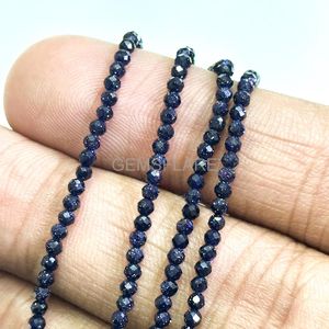 Natural Blue Sunstone Micro Faceted Round Beads 2MM Sunstone Beads For Jewelry Making Wholesale Diamond Cut Faceted Loose Beads - Product Image 4