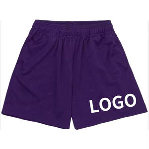 <b>Men</b> Black Canvas Shorts Elastic Waist Breathable Quick Dry Casual Sport Wear Front Logo Print Solid 100% Polyester Drawstring - Product Image 4