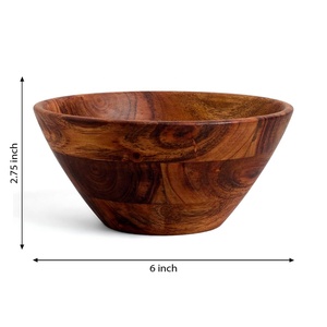 Ensaladera y fruta de madera de acacia de alta calidad Cuenco de madera natural para uso doméstico y hotelero-Producto al por mayor Compradores de alimentos comerciales - Product Image 3
