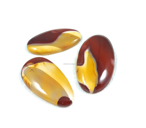 Radha Arts Wholesale Natural Mookaite Jasper Cabochon <b>Red</b>/Yellow 20-35mm Loose Gemstone for Crystal Healing Jewelry Making - Product Image 2