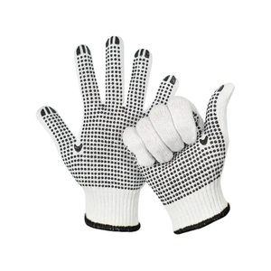 Gants de protection en cuir polycoton tricoté à pois PVC noir, prix usine, pour la construction et l'industrie - Product Image 5