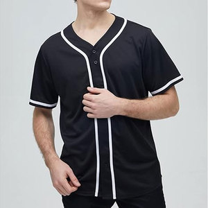 Jersey de Béisbol Personalizado de Alta Calidad al Por Mayor, Cuello en V, Corte Ajustado, Manga Corta, Algodón, Color Sólido - Product Image 4