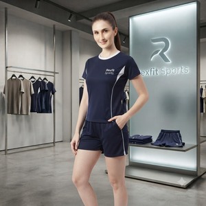 REXFITSPORTS 2026 Ensemble T-shirt et Short de Sport Personnalisé pour Femme, Tenue de Fitness Respirante avec Logo de Marque Privée - Product Image 2