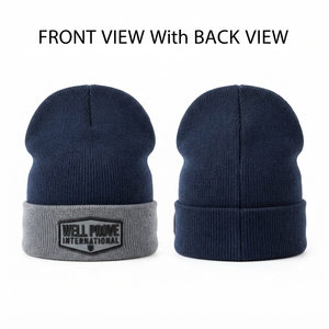 Premium 280 GSM Heavy Cotton Yarn Breathable <b>Waterproof</b> Unisex Adjustable Stacked <b>Beanie</b> Cap Charcoal Melange Slouchy Ribbed - Product Image 2