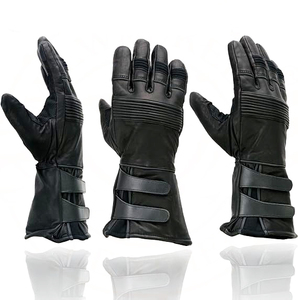 Gants de moto en cuir de vachette noir pour homme Samroz Sports - Product Image 3