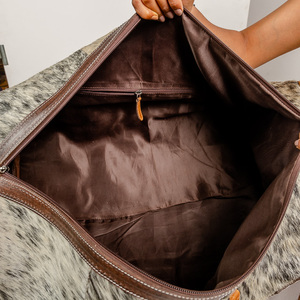 Bolso de Viaje de Lujo de Cuero Genuino con Pelo de Vaca, Estilo Western Bohemio con Flecos, para Fin de Semana, Regalo para Chicas - Product Image 4