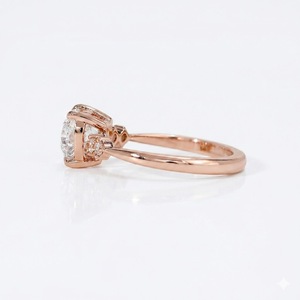 Anillo de Diamante Cultivado en Laboratorio CVD de 1CT, Color E, Claridad VS1, Forma de Corazón de 6.5 mm, Anillo de Compromiso de Oro de 18K, Anillo de Moda con 5 Piedras, Anillo de Propuesta de Matrimonio - Product Image 3