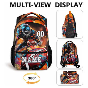 Sac à dos de joueur de football américain, nom personnalisé, numéro 00, polyester, imperméable, toutes saisons, design tendance - Product Image 2