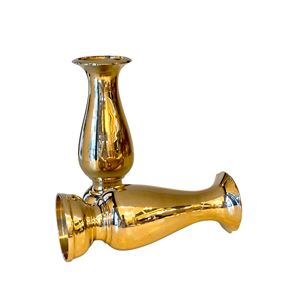 Vase en laiton véritable de 9 pouces avec une finition dorée brillante, solide et durable, pour la décoration de la maison, du temple bouddhiste - Product Image 2