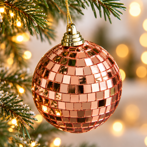 Rose Gold Mirrored <b>Disco</b> Ball Ornaments Reflective Mosaic Christmas Tree Baubles Glam Holiday <b>Decorations</b> Party Hanging Mirror - Product Image 2