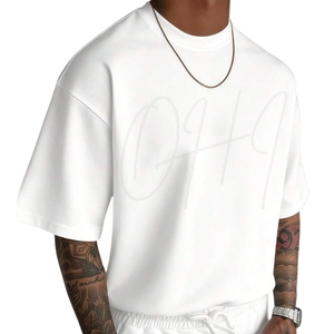 Premium Oversized <b>White</b> T Shirt Men 100% Cotton Breathable Tie-Dye Front Custom Logo Print Streetwear <b>Tee</b> OEM ODM Manufacturer - Product Image 2