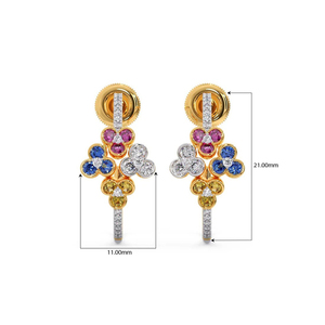 Boucles d'oreilles pour femme RIZTA JEWELS en or 14 carats, style vintage, très tendance, vente en gros, diamant 1 carat, sertissage clos, taille brillant, couleur DEF - Product Image 3