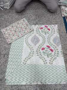 Ensemble de draps en coton imprimé à la main avec housses d'oreiller, literie florale indienne pour hôtels, boutiques et vente en gros - Product Image 2