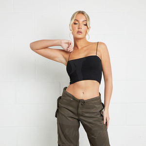 Pantalones Cargo de Cintura Elástica para Mujer, Pantalones Casuales de Corte Holgado, Estilo Urbano - Product Image 1